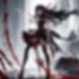 Dynamic Illustration of a Sword Drenched in Crimson Essence