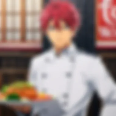 Intense Culinary Rivalry A dramatic kitchen showdown showcasing intense focus and ambition.