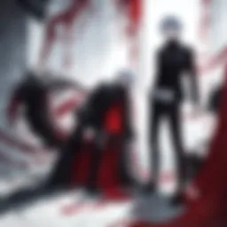 A captivating portrayal of Kaneki in his ghoul form, illustrating the internal struggle between his humanity and beastly instincts.