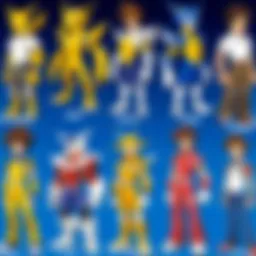 A vibrant collage of Digimon characters showcasing the franchise's evolution.